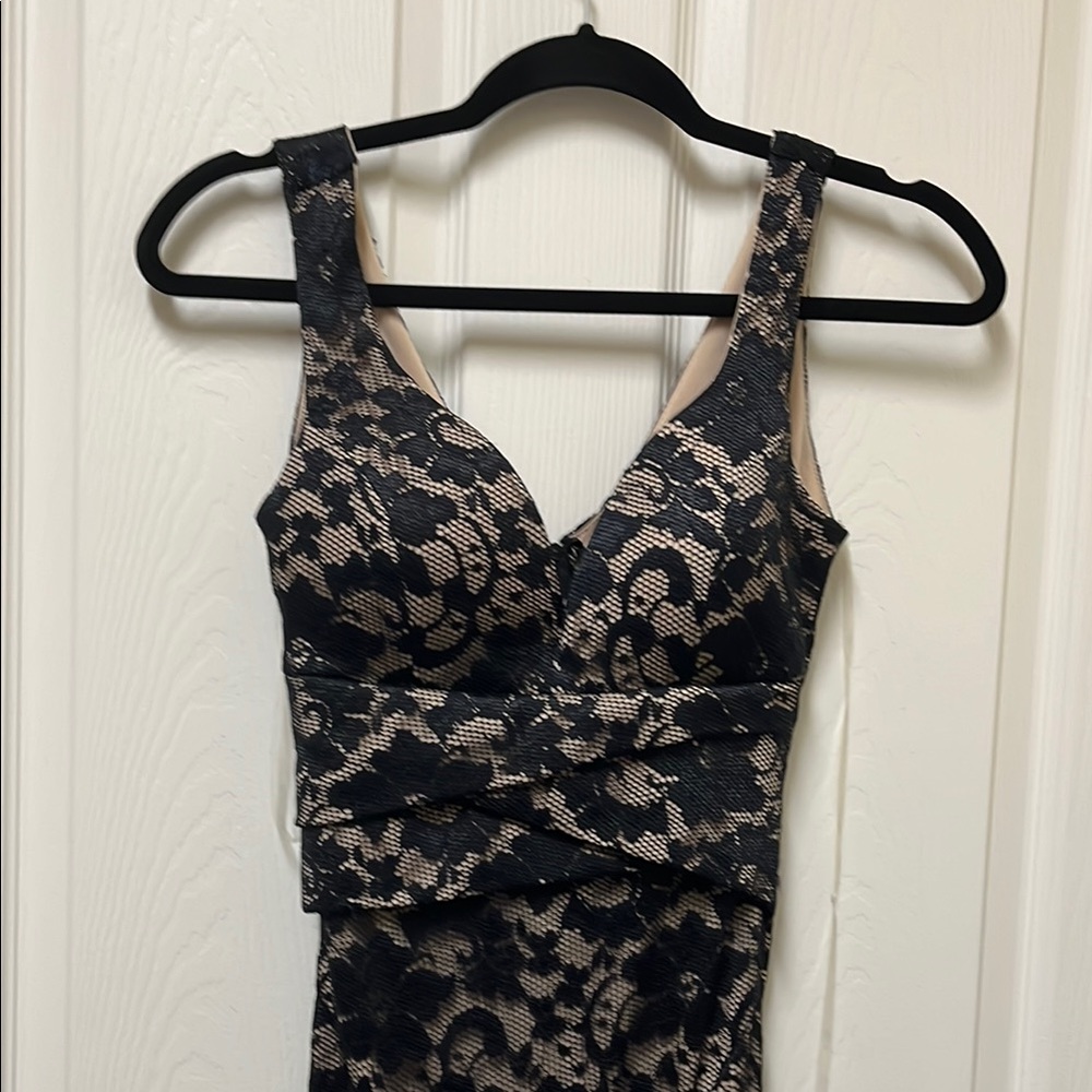 Elegant Black and Cream Patterned Dress